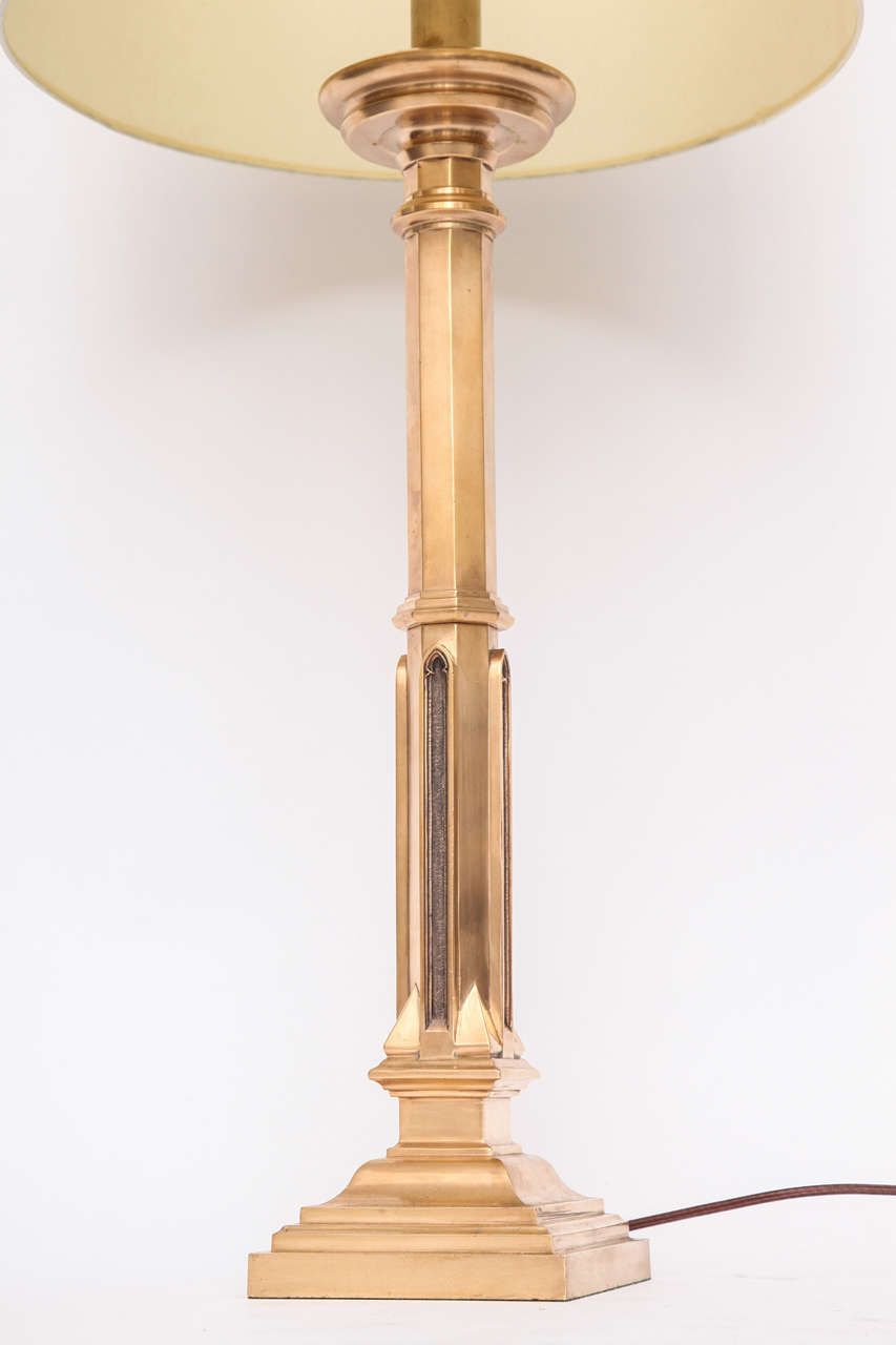 1920s Art Deco Gothic Modern Polished Brass Table Lamp 4