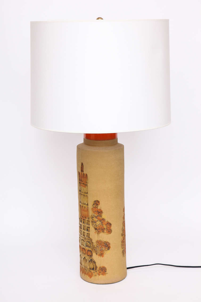 Parchment Paper Pair of 1960s Italian Ceramic Table Lamps