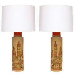 Pair of 1960s Italian Ceramic Table Lamps