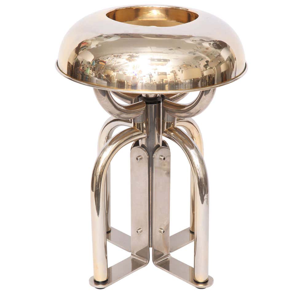 Brass and Mahogany Architectural Table Lamp For Sale at 1stdibs