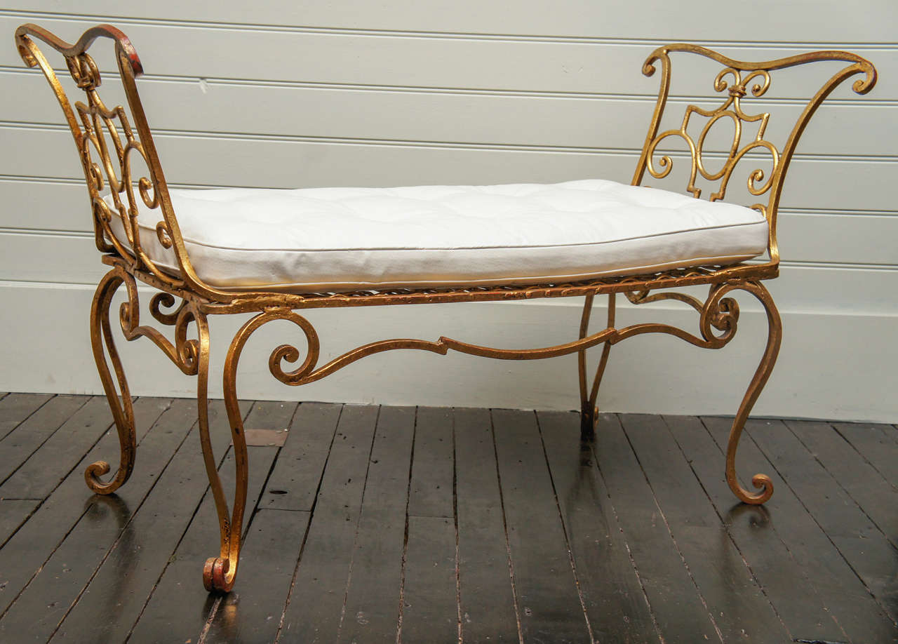 Regency Revival Iron Bench by Jean Charles Moreaux For Sale