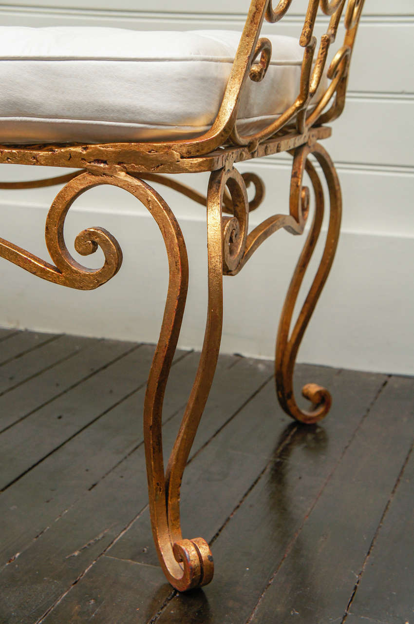 Mid-20th Century Iron Bench by Jean Charles Moreaux For Sale