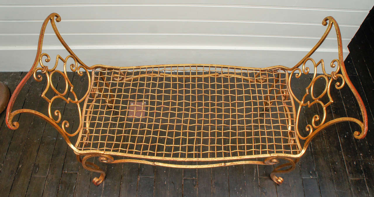 Wrought Iron Iron Bench by Jean Charles Moreaux For Sale
