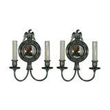 Antique Two Pewter Finished Federal Sconces