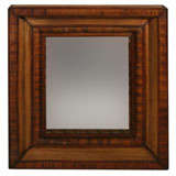 A 1940s Woven Straw and Marquetry Rectangular Mirror