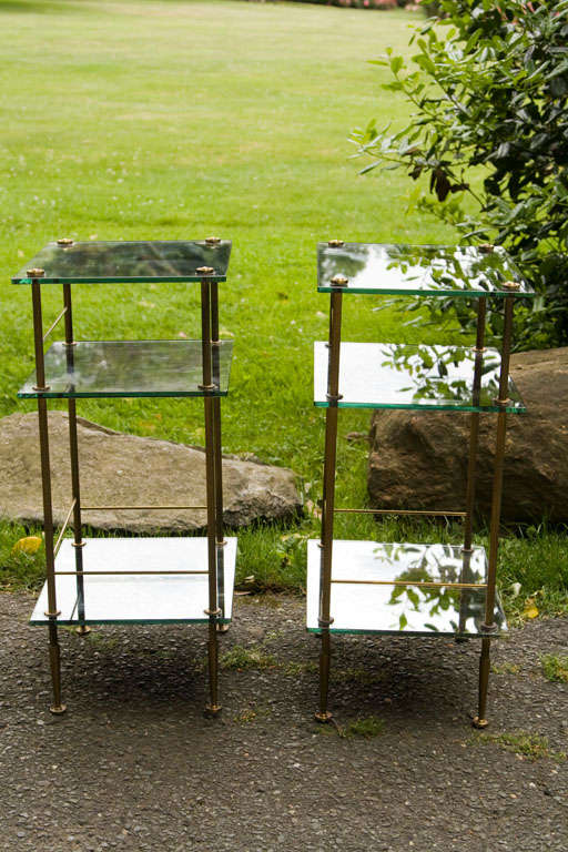 Pair of Neo-classic Style Brass Etagere Tables In Good Condition In Mt. Kisco, NY