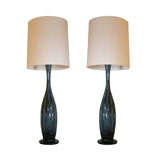 Pair of Sculptural Glazed Ceramic Table Lamps