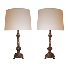 Pair of French Art Deco Bronze Table Lamps