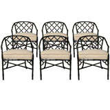 Vintage Set of Six Brown Jordan Faux Bamboo Chairs