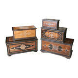 Vintage Decorative Wood Trunks with Mother of Pearl Inlays