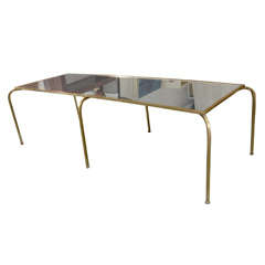 Vintage Coffee Table with Brass Frame