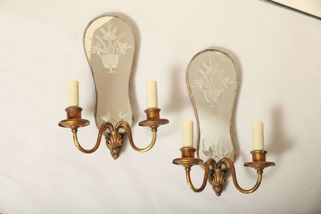 A Pair of Queen Anne Style 2 Light Wall Sconces.