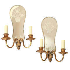A Pair of Queen Anne Style 2 Light Wall Sconces.