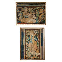 Two Figural Tapestry Panels in Gilt Frames