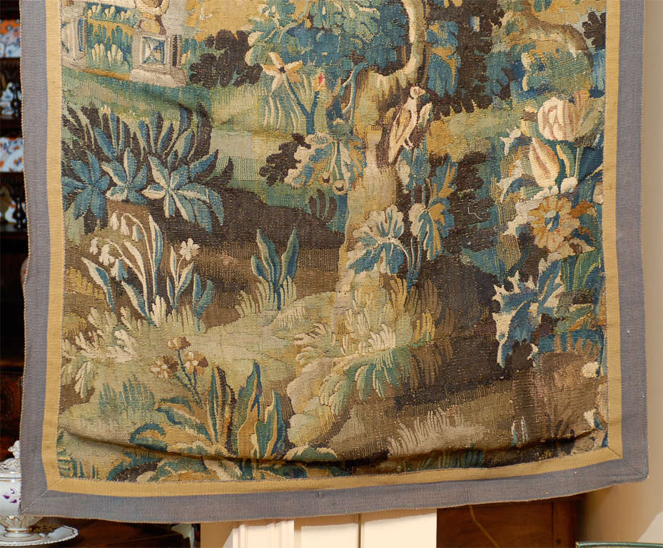18th Century Aubusson Tapestry Fragment with Birds & Foliage 1