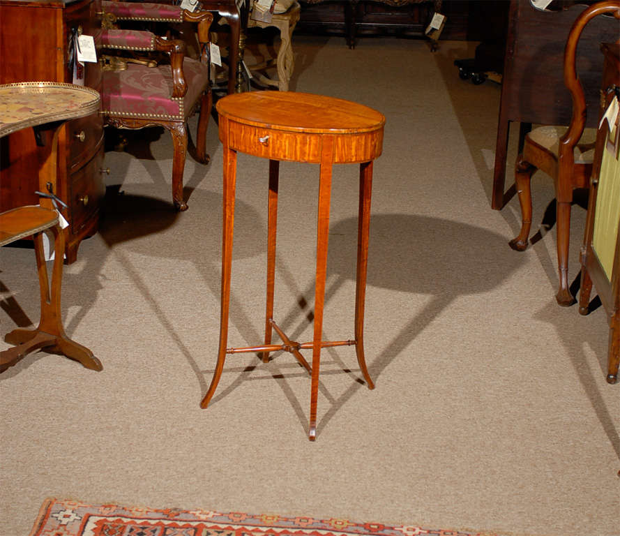 19th Century  Oval English Satinwood Work Table