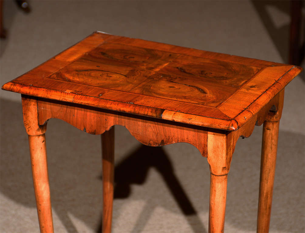 Small English Oyster Veneered Walnut Side Table 1