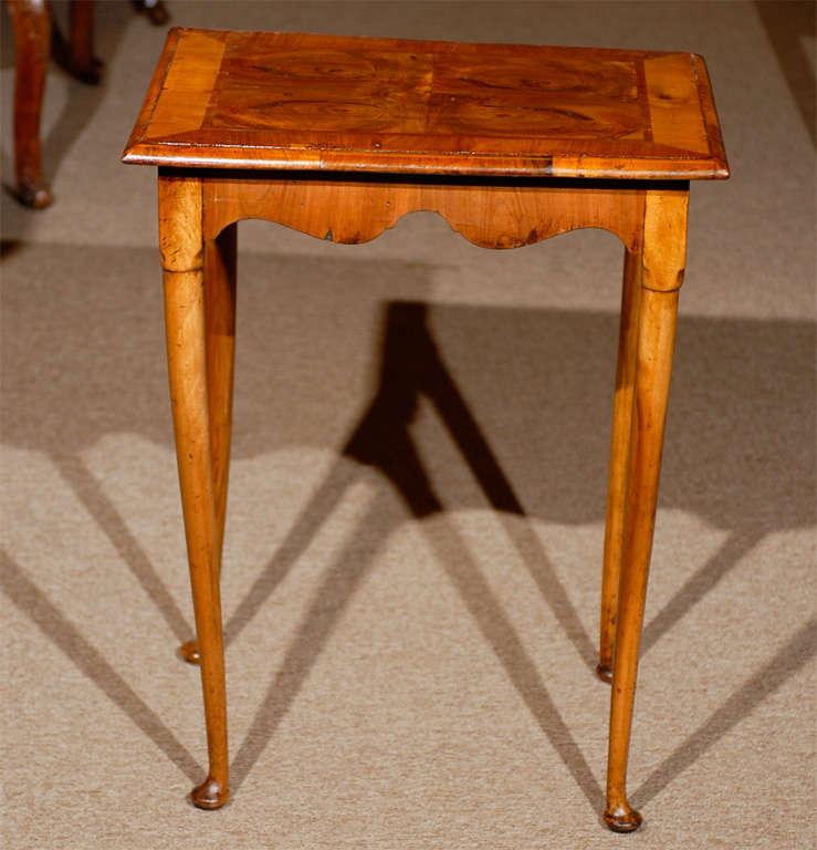 Small English Oyster Veneered Walnut Side Table 2