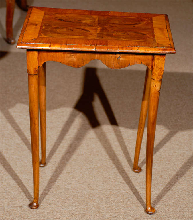 Small English Oyster Veneered Walnut Side Table 4
