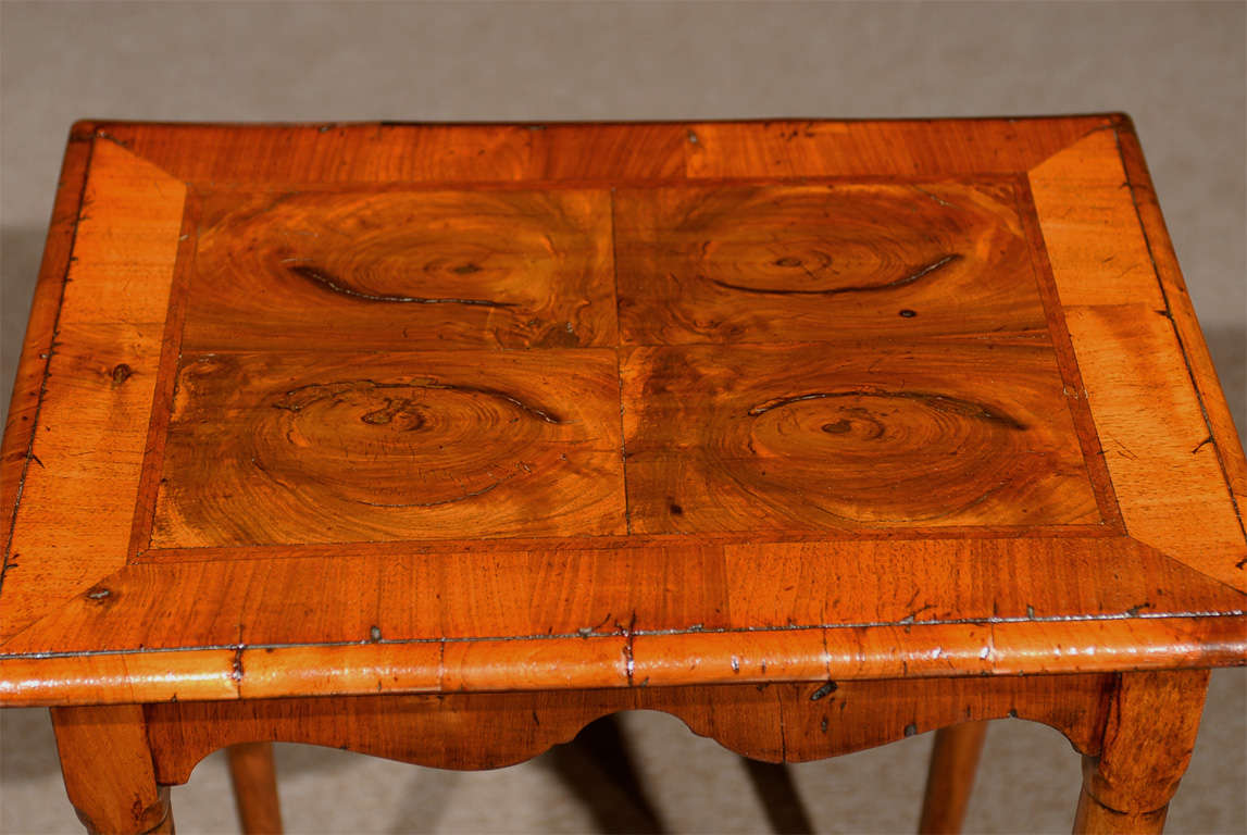 Small English Oyster Veneered Walnut Side Table 6