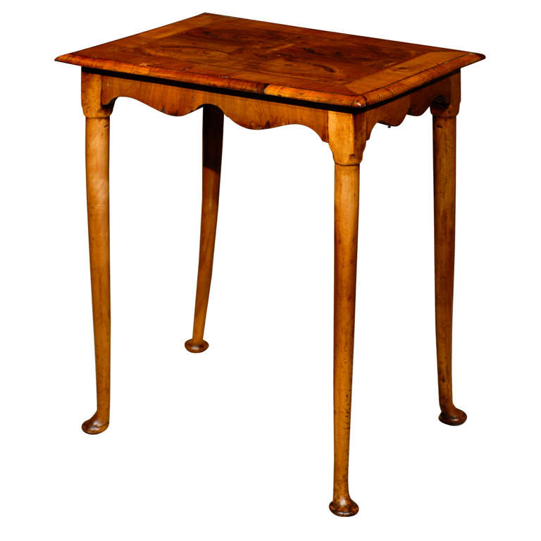 Small English Oyster Veneered Walnut Side Table