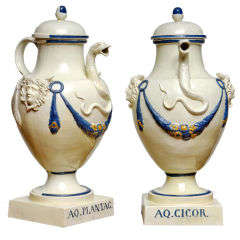 Pair of 18th Century Creamware Continental Ewers 11
