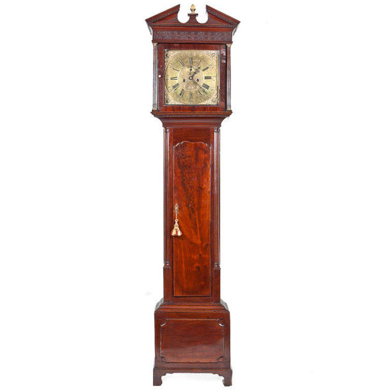 18th Century Irish, George III Mahogany and Brass Longcase Clock For Sale