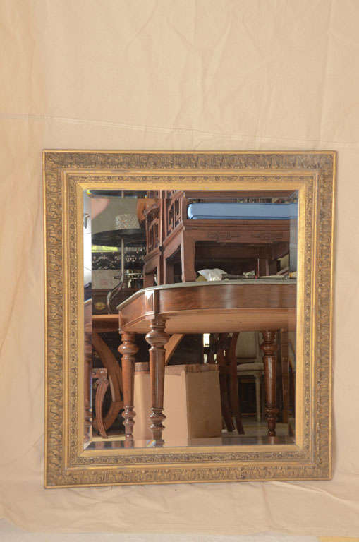 BEAUTIFULLY DISTRESSED GILT PORTRAIT FRAMES WITH LATER BEVELED MIRRORS-- GREAT TO PLACE OVER A PAIR OF CONSOLES