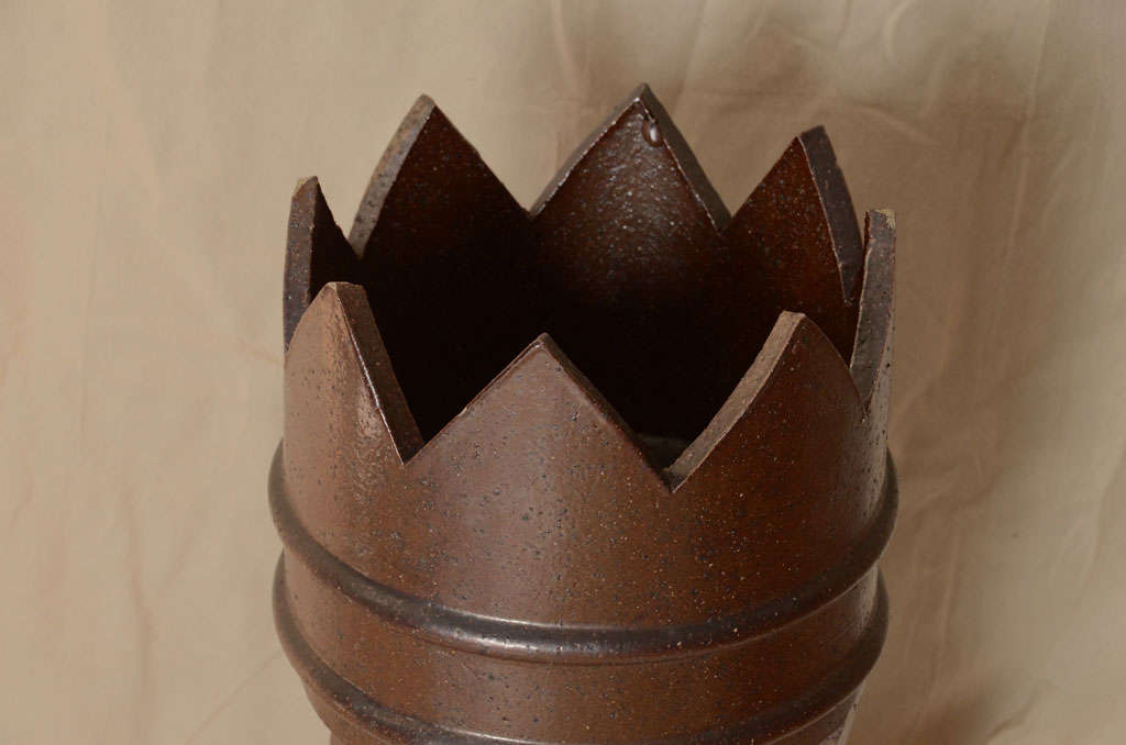 20th Century Dark Brown Salt Glaze Chimney Pots