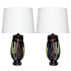 Pair of Abstract Murano Glass Table Lamps
