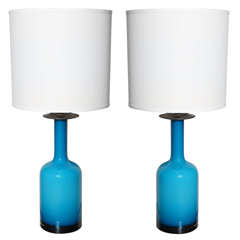 Pair of Turquoise Blue Table Lamps Pair of Turquoise Blue Table Lamps