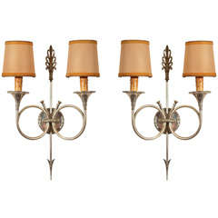 Vintage Pair of Silvered Wall Sconces