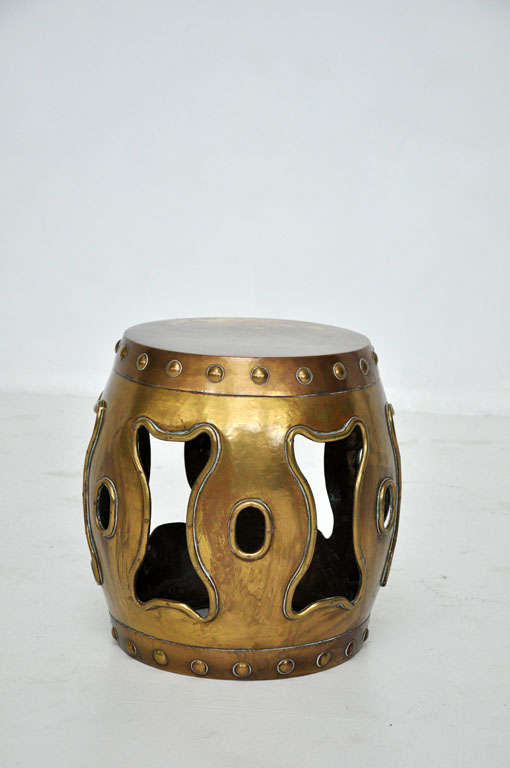 Hollywood Regency style brass stool.