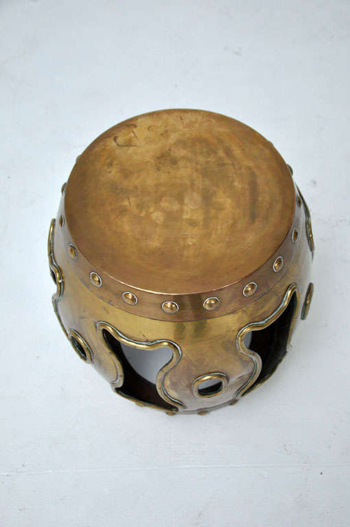 Mid-20th Century Brass chinoiserie stool