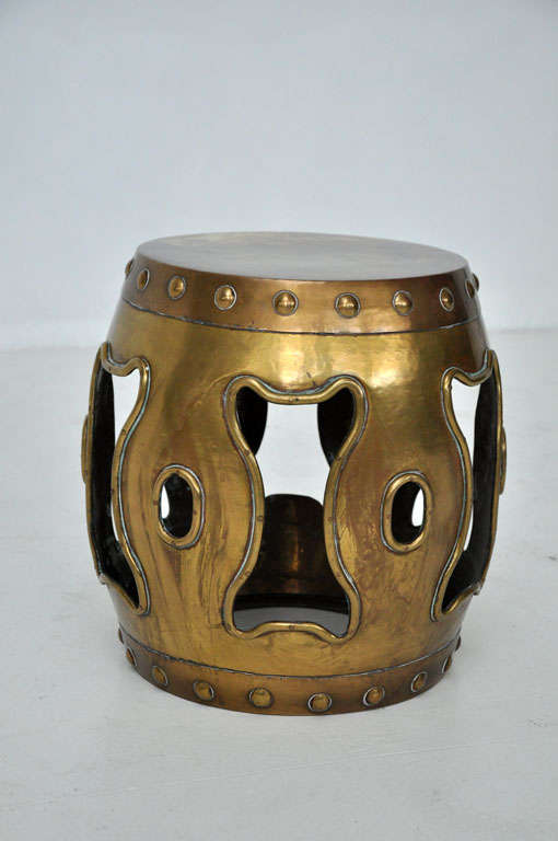 Brass chinoiserie stool 2