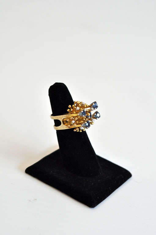 Singaporean Sapphire, Diamond, 18k Gold Ring