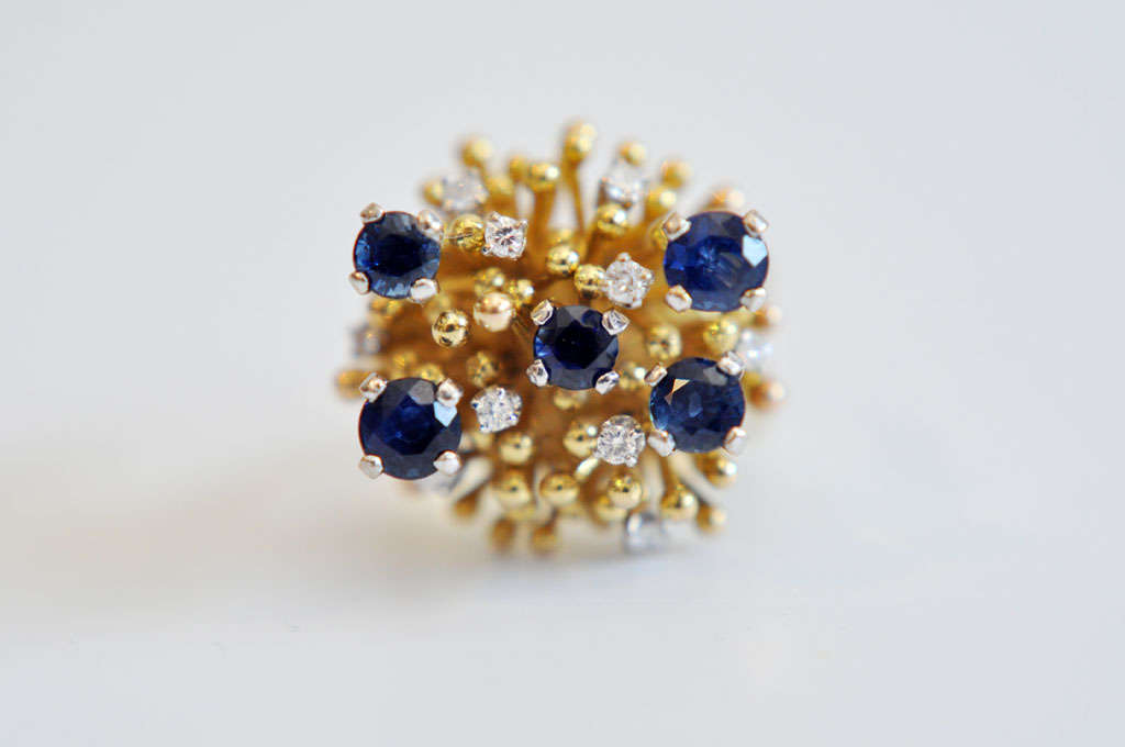 Late 20th Century Sapphire, Diamond, 18k Gold Ring