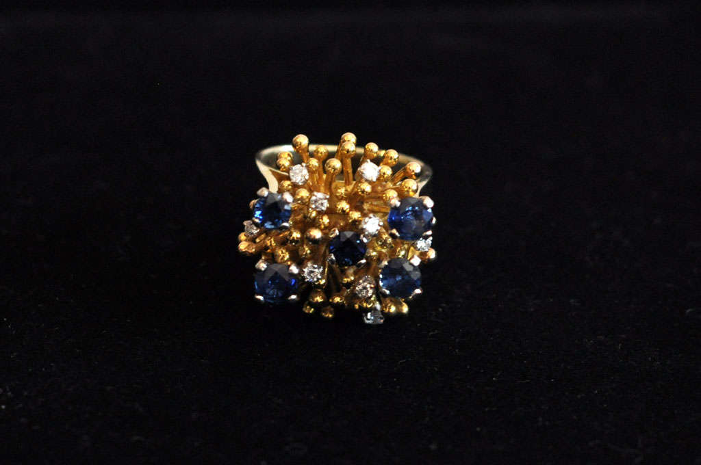 Sapphire, Diamond, 18k Gold Ring 4
