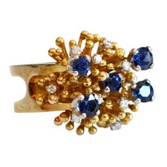 Vintage Sapphire, Diamond, 18k Gold Ring
