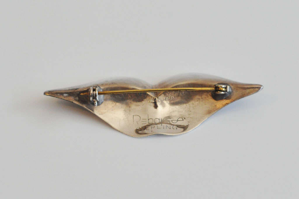 Rebajes Sterling Silver Lips Pin, 1940s In Good Condition In Winnetka, IL