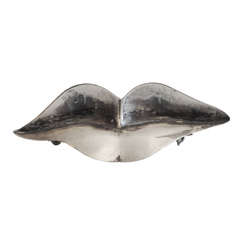 Vintage Rebajes Sterling Silver Lips Pin, 1940s