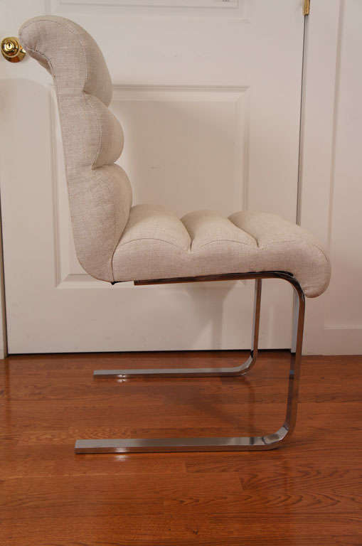 Channeled Chrome Dining Chair In Excellent Condition In Hudson, NY