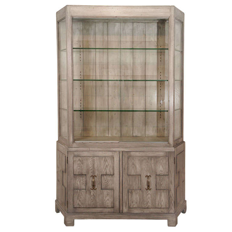 A Faux Painted Glass Top Cabinet For Sale