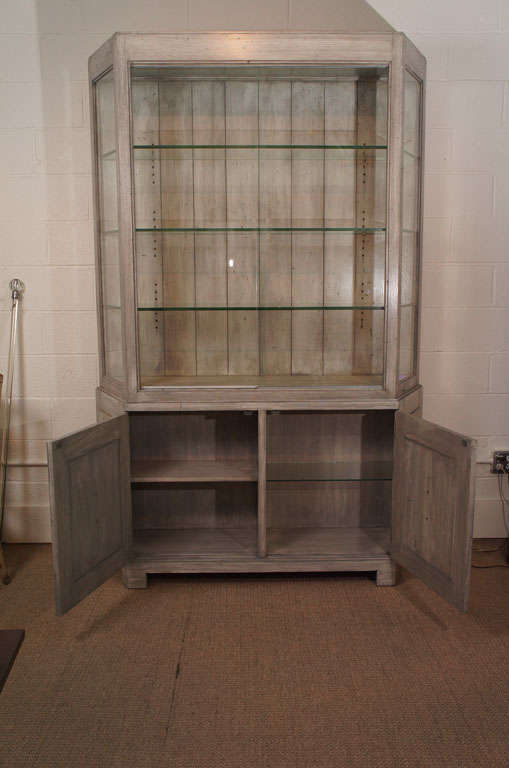 American A Faux Painted Glass Top Cabinet For Sale