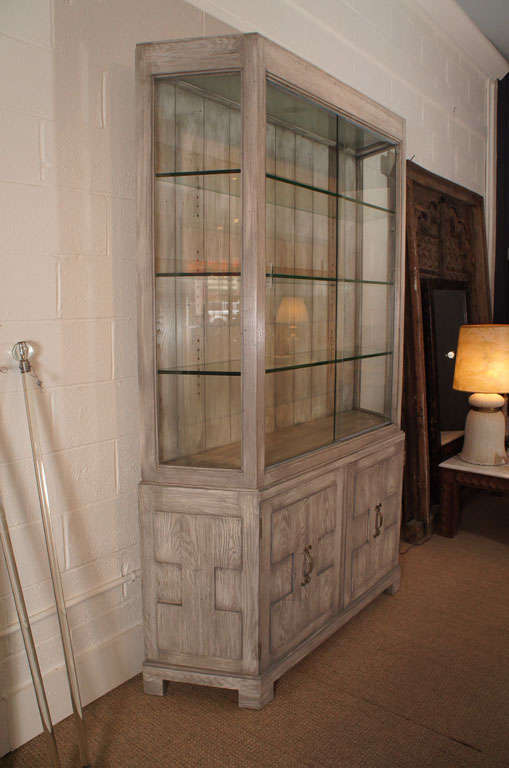 A Faux Painted Glass Top Cabinet For Sale 3