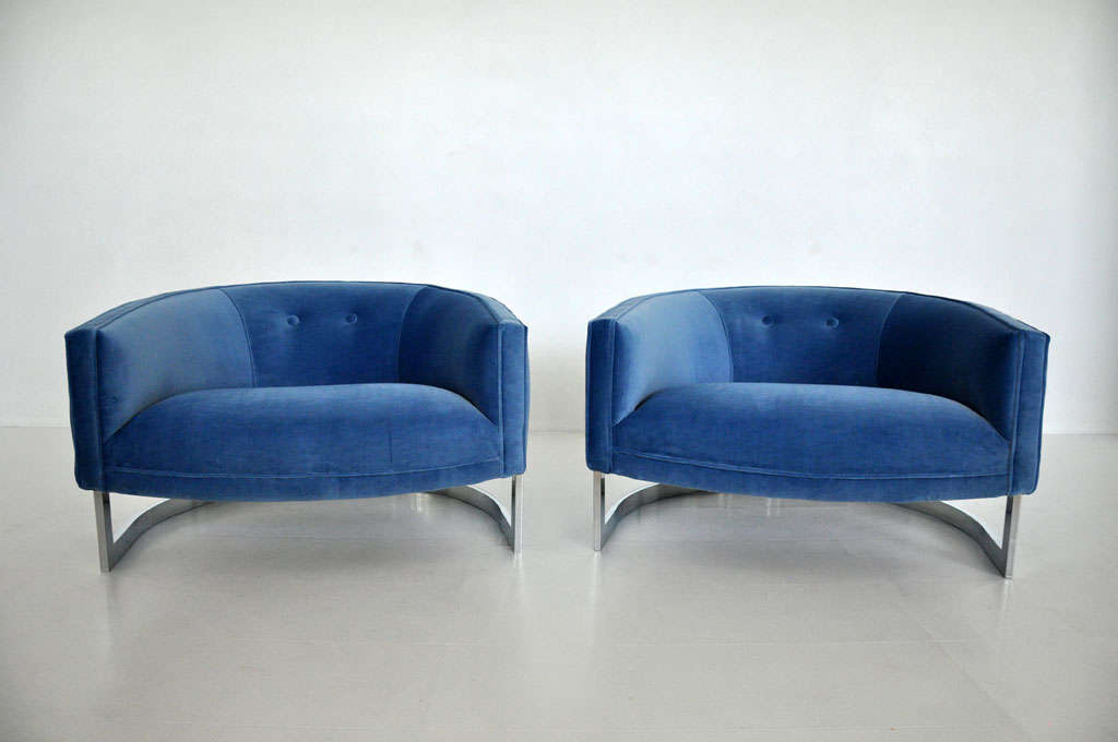 American Milo Baughman chrome lounge chairs