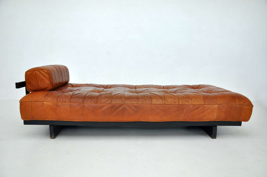 Wood DeSede leather patchwork daybed
