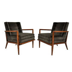 T.H. Robsjohn-Gibbings pair lounge chairs