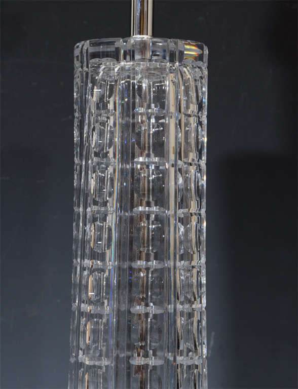 Pair of 1970s Clear Glass Table Lamps In Good Condition For Sale In New York, NY
