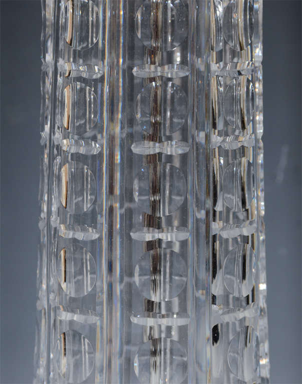 Chrome Pair of 1970s Clear Glass Table Lamps For Sale